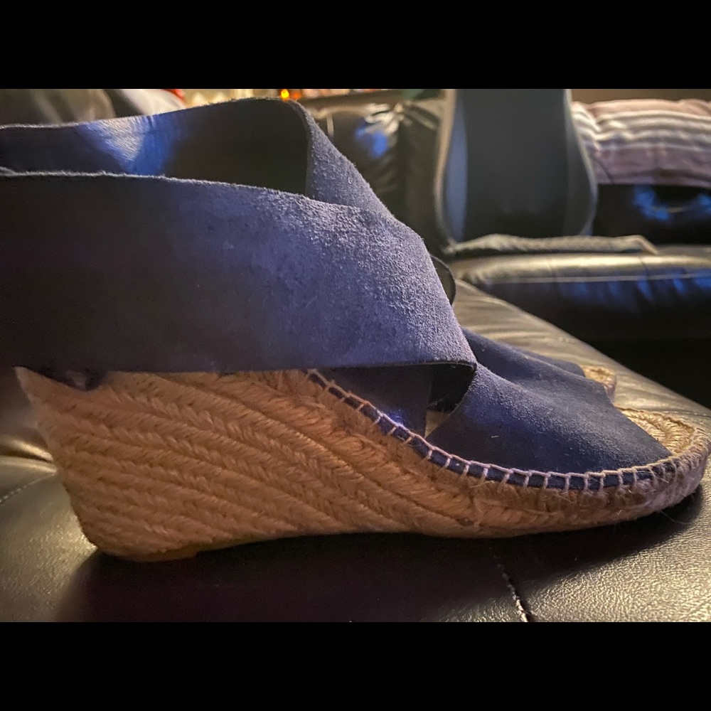 Ralph Lauren wedge sandals with chunky leather straps that velcro being the heel